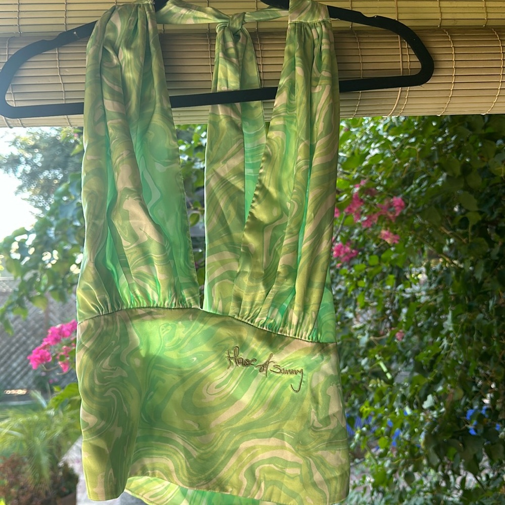 House of Sunny Satin Halter Top